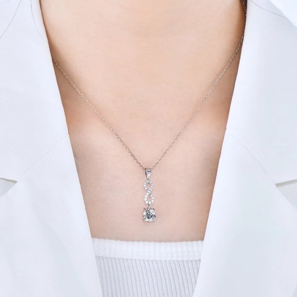Certified 1ct. t.w. Diamond Infinity Necklace 18k White Gold over Italy Silver - Picture 6 of 15